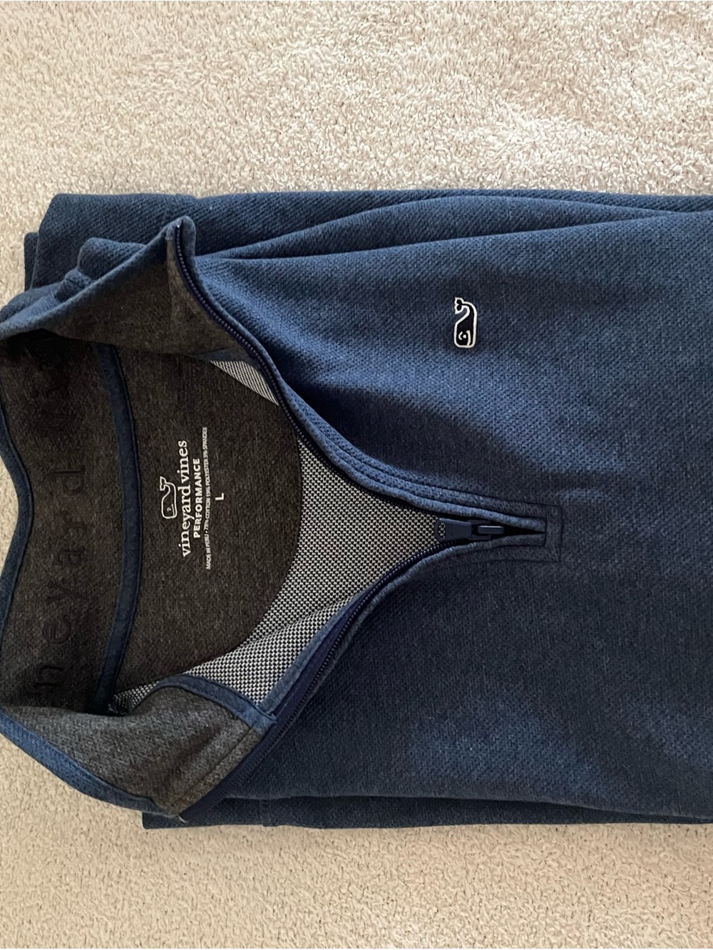 Vineyard Vines Men’s Navy Half-Zip Pullover with Whale Logo